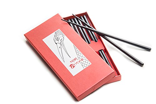 Nisi Sticks Premium Ess-Stäbchen 5er Set | Chopsticks in edlem schwarz | Asiatisches Geschirr für Sushi oder Reis-Gerichte | + Gratis E-Book mit tollen Sushi-Rezepten