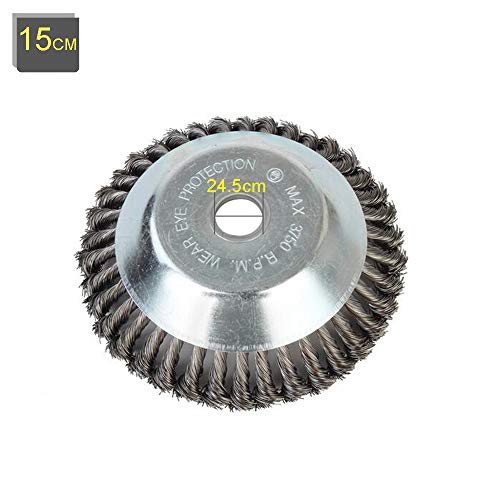 Buwico Wildkraut Fugenbürste Unkrautbürste, 6 Zoll /8 Zoll Rotary Weed Brush Joint Twist Disc Stahldraht Zopf-Kegelbürste, Durchmesser 150mm /200mm, Bohrung 25.4mm