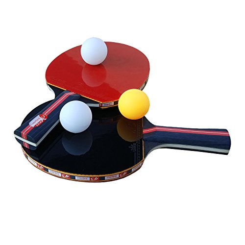 Easy-Room Tischtennisschläger, Tischtennis Set, Tischtennis-Schläger Hülle, 2 Tischtennis-Schläger und 3 Tischtennis-Bälle