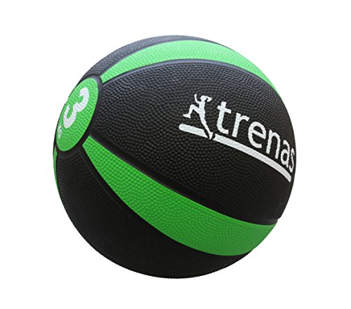 trenas Medizinball PRO, Schwarz/Grün, 3 kg, KR-TR-MB-3