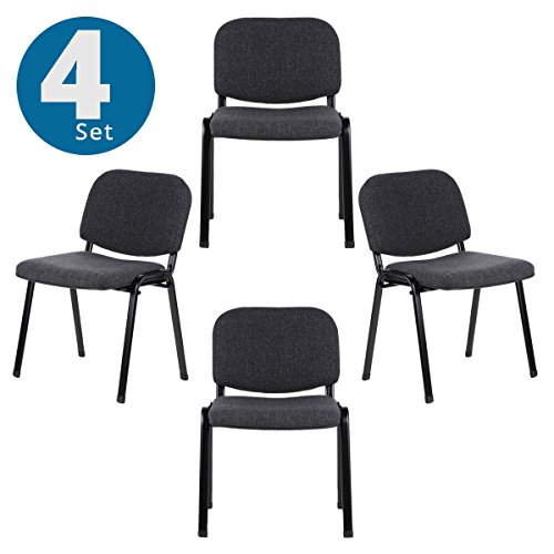 hjh OFFICE 704520 4er Set Besucherstuhl XT 600 Stoff-Bezug Grau Konferenzstuhl gepolstert, stapelbar