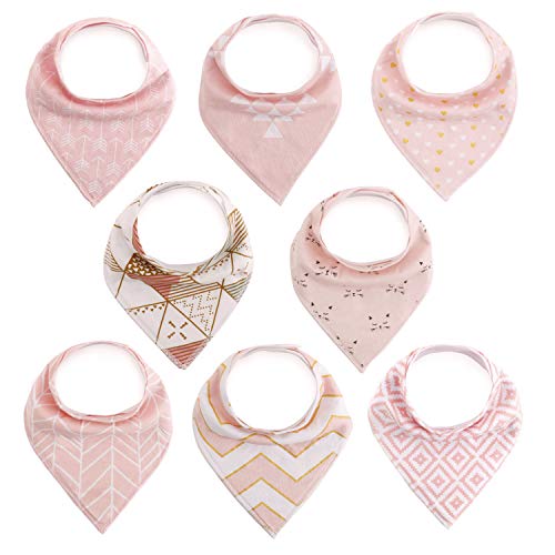 FUTURE FOUNDER 8er Baby Dreieckstuch Mädchen Lätzchen rosa Saugfähig Weich Baumwolle Halstücher Spucktuch Mit Druckknöpfen Multifunctional Baby