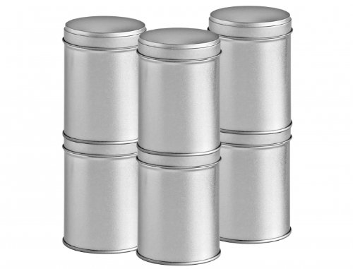 24 große Gewürzdosen mit extra Aromadeckel, Ø 6,6cm, Höhe 9cm, stapelbar, inkl.24 Etiketten + 4 gratis Streueinsätze