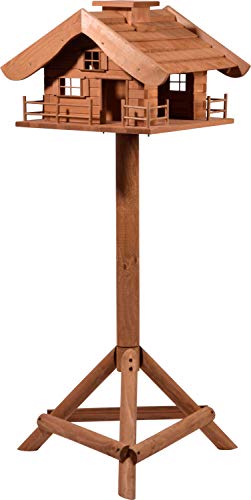 dobar 98370e Großes Vogelfutterhaus Almütte mit Ständer, XXL-Vogelhaus, 66 x 66 x 136, 5 cm, braun, XXL
