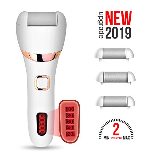 Elektrischer Hornhautentferner,WaVes USB Aufladbar Wasserdicht Elektrisch Fußpflege Hornhauthobel,LED Leuchten und Extra Rollenkopf
