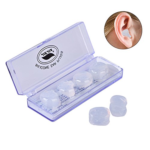 yosoo 4 Wasserdicht Weich Flexible Silikon Schwimmen Ohrstöpsel Schutz Ohr Plugs Artikel verhindern Wasser Schutz mit Schutzhülle für Schwimmen oder Sleeping