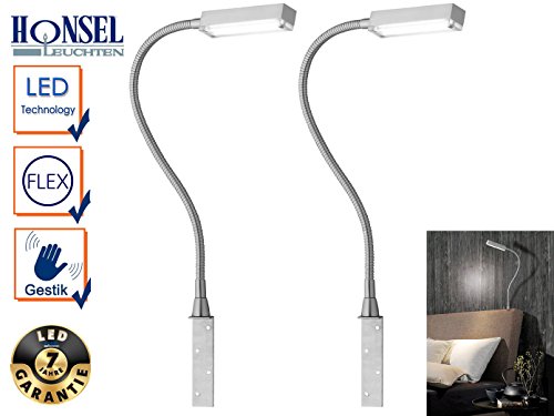 2er Set LED Leseleuchten/Bettleuchten RAIK zum Anschrauben, dimmbar per Gestik