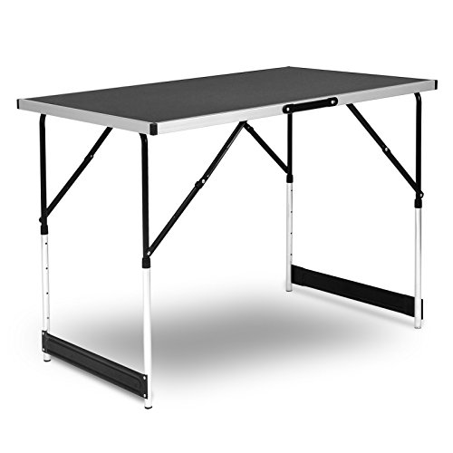 WOLTU Campingtisch Klapptisch Gartentisch Arbeitstisch Balkontisch höhenverstellbar Aluminium Stahl MDF Schwarz CPT8121sz