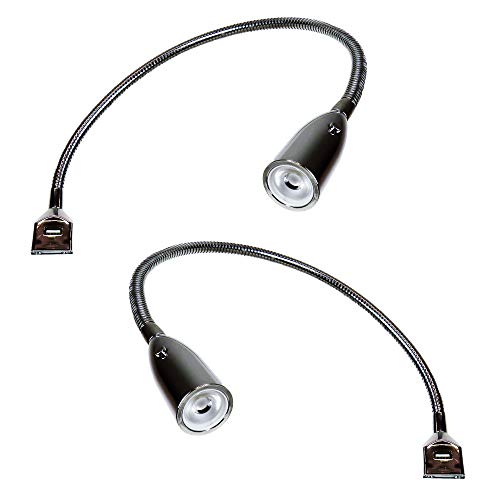 Flexible LED-Bettleuchte/LED-Leseleuchte mit integrierter USB Ladefunktion verchromt (1er oder 2er Set chrom), Auswahl:2er Set chrom