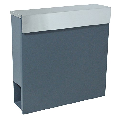 SAILUN Design-Briefkasten Gebürstetes Edelstahl Postkasten mit Zeitungsfach, Anthrazit RAL-7016 , Wandbriefkasten Postkasten, Zeitungsrolle (C-Typ)