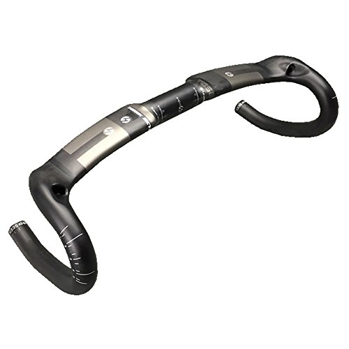 TOSEEK Klassische volle Carbon-Faser UD Muster Aero Tropfen Lenker Interne Kabel für Racing Rennrad (420mm)