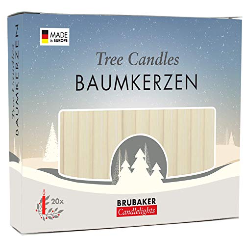 Brubaker 20er Pack Baumkerzen Wachs Weihnachtskerzen Pyramidenkerzen Christbaumkerzen Champagner