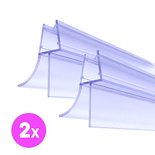 Premium Duschtür Dichtung 2 x 100 cm - Mit verlängerten Gummilippen für trockenen Boden im Bad - Glastür Duschdichtung für 6mm, 7mm, 8mm Glasdicke - Duschleiste für Duschkabine mit Wasserabweiser