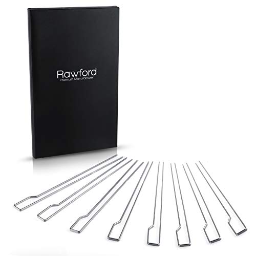 Rawford Doppel Grill Spieße - 30cm Langer Grillspieß fixiert Deine Leckerbissen - Premium Grillspiesse im 8er Set - Inkl. Pflegeanleitung & Rezepttipp | Doppelspieße | Grillspiess | Spiesse (8 Stück)