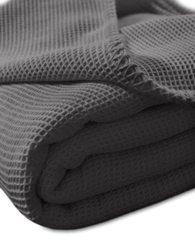 Kneer 9151284 La Diva Waffelpique-Decke mit Ziersticheinfassung 150/210 cm, schiefer