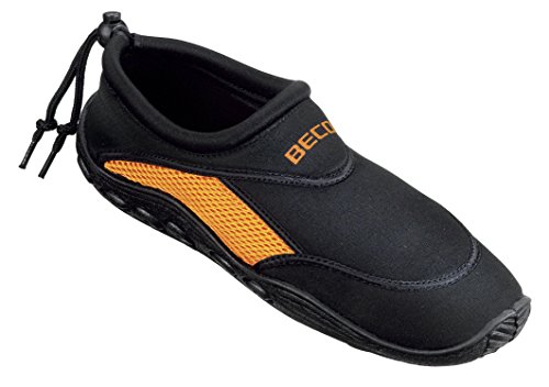 BECO Badeschuhe / Surfschuhe für Damen und Herren schwarz/orange 41