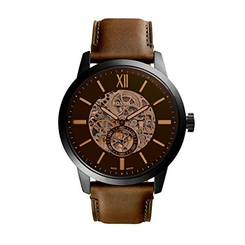 Fossil Herren Skeleton Automatik Uhr mit Leder Armband ME3155