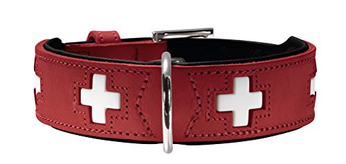 Hunter Hundehalsband Swiss, Nickel, Ökoleder, 55, rot/schwarz