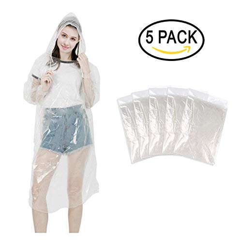 SUNNEY Einweg Regenponcho, wasserfester Regenmantel, Durchsichtiger Regenumhang Einweg für Damen und Herren mit Kapuze und Ärmel
