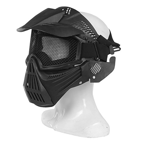 haoyk Tactical Airsoft Mesh Schutz Full Face Maske für militärische Schutz Paintball Halloween-Kostüm, schwarz