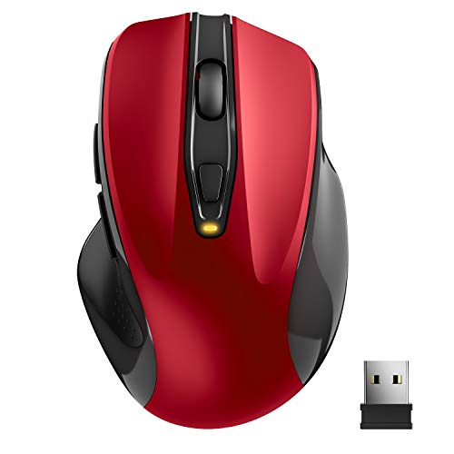 TedGem Kabellose Maus, Funkmaus 2.4G USB Wireless Maus, Tragbar Laptop Drahtlose Maus mit 6 Tasten, 5 Einstellbare DPI 2400/2000/1600/1200/800 für Laptop & PC, kompatibel mit Microsoft & macOS, Rot
