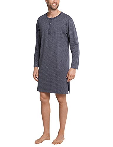 Schiesser Herren Nachthemd lang Einteiliger Schlafanzug, Grau (Anthrazit 203), Medium (Herstellergröße: 050)