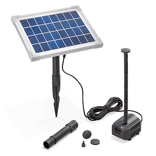 Solar Teichpumpe 5 Watt Solarmodul 250 l/h Förderleistung 100 cm Förderhöhe esotec Professional Produktserie Komplettset Springbrunnen Gartenteich, 101909