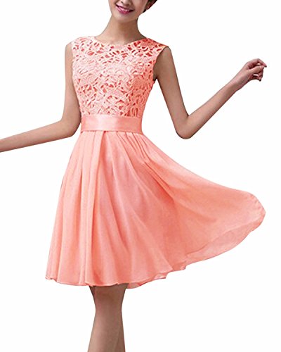ZANZEA Damen Spitze Ärmellos Party Club Kurz Slim Abend Brautkleid Cocktail Ballkleid Rosa EU 38/US 6