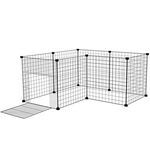 Rackaphile 【8 pcs】 Welpenauslauf Metall für Hunde Kaninchen Kartze und Andere Kleine Haustiere, Laufstall Laufgitter mit Tür, 50 x 50 cm, Freie Kombination, schwarz