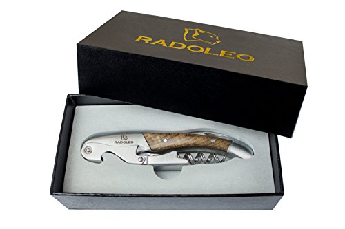 RADOLEO Kellnermesser - Premium Korkenzieher & Weinöffner | Profi Sommeliermesser & Flaschenöffner | Hochwertige Edelstahl und Holzmaterialien | Edle Geschenkverpackung | mit Seele