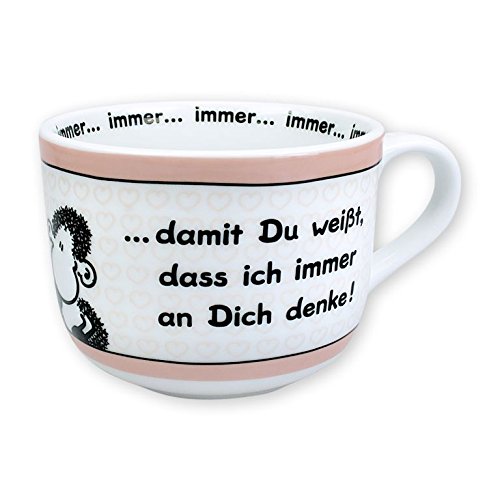Sheepworld 42691 große Tasse „… damit Du weißt, dass ich immer an dich denke!“, 62 cl, Porzellan