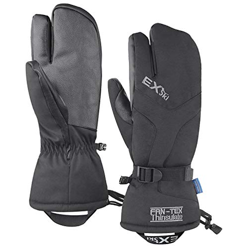 EXski Winter Handschuhe Warm Wasserdicht Skihandschuhe 3 Finger Fäustlinge Herren Damen Snowboard Schneemobil