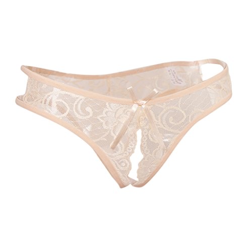 MagiDeal Damen Sexy Unterwäsche Dessous String mit offenem Schritt Thongs Höschen Tanga Bikinislips mit Spitze