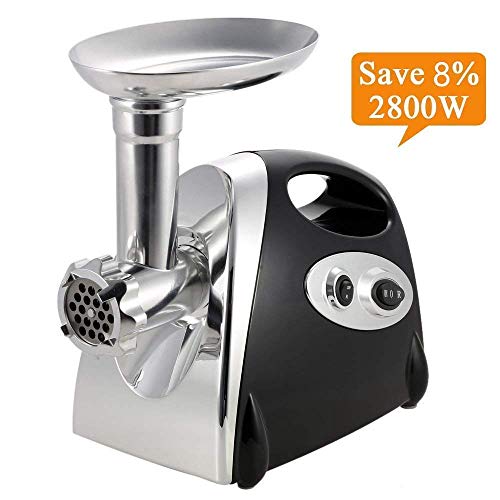 Elektrischer Fleischwolf，Ksun Profi Meat Grinder Wurstmaschine Set mit 3 Mahlplatten und Wurstfüllrohren für den Hausgebrauch, Multifunktions Küchenmaschine Fleisch mit Edelstahlklinge，schwarz