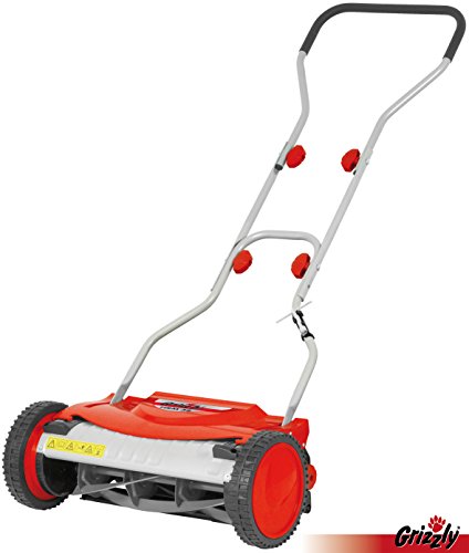 Grizzly Handrasenmäher Spindelmäher HRM 38, 38 cm Schnittbreite, stufenlose Höhenverstellung, berührungslose Schneidtechnik (HRM 38 +Fangsack)
