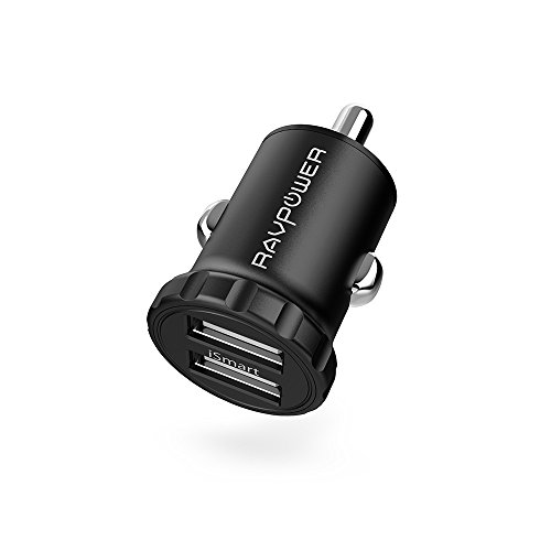 Neue optimierte Version RAVPower Super Mini 24W 4,8A (jeweils 2,4A) 2-Port USB Auto-Ladegerät kfz Car Charger für Smartphone Tablet usw. schwarz