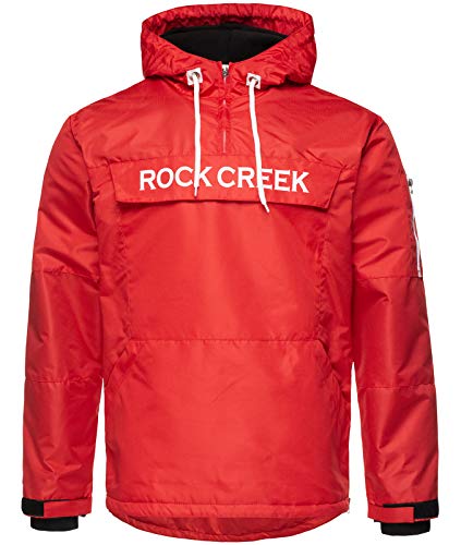 Rock Creek Herren Windbreaker Jacke Übergangsjacke Anorak Schlupfjacke Kapuze Regenjacke Winterjacke Herrenjacke Jacket H-167 Rot L