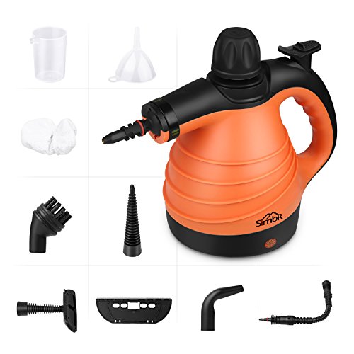 SIMBR Dampfreiniger, tragbar Handdampfreiniger, Hochdruckreiniger, Dampfsauger mit 350ml Tank, 9 Zubehör für Küche, Bad, Auto, Fenster, Matratze, Vorhänge, Teppiche usw.