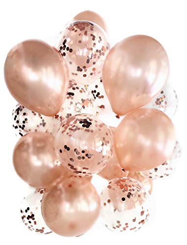 Cavore Konfetti Luftballon Set Rosegold metallic – 20 Stück – Moderne Party-Dekoration – für Geburtstag, Hochzeit, Silvester, Baby-Shower