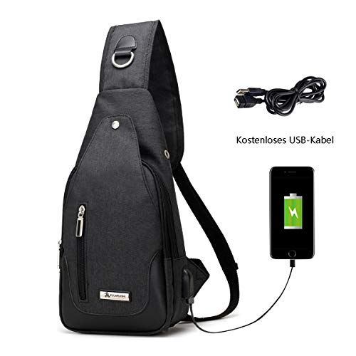 Neusky Brusttasche Schultertasche Brusttaschen Daypack Militär Sporttasche für Damen und Herren (Schwarz)