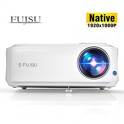 FUJSU Beamer Native 1080p (1920 x 1080) Full HD Heimkino Beamer 4000 Lumen 200' LCD LED Projektor verbindet mit HDMI VGA Y.Pb.Pr AV USB Geräte, Heimkino Office Powerpoint Präsentationen Weiß