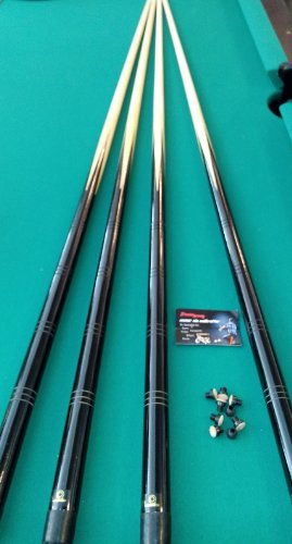 4 orig. Queens Billardqueues inkl. 10 Schraubleder