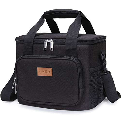 Lifewit 15L Kühltasche Picknicktasche Lunchtasche Mittagessen Tasche Thermotasche Kühltasche Isoliertasche für Lebensmitteltransport,Schwarz