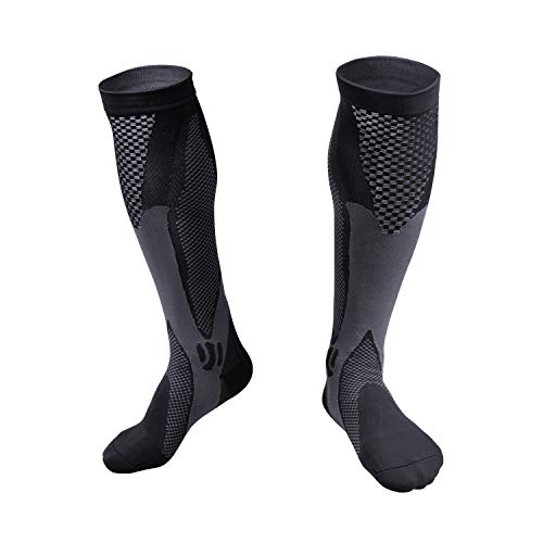 EUROPE HUT Medizinische Kompressionsstrümpfe/Thrombosestrümpfe/Laufsocken Klasse 1 für Damen & Herren, Stützstrümpfe für Flugreisen und Schwangerschaft - Sport, Durchblutung, Anti-Thrombose Schwarz