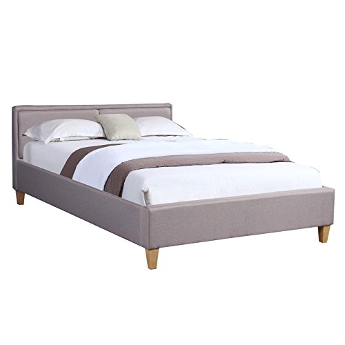 CARO-Möbel Polsterbett Anais Doppelbett 140x200 cm Designbett Bettgestell Inklusive Rollrost, Stoffbezug in Grau