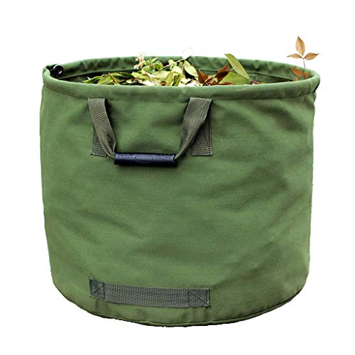 WHT 125L Gartenabfallsäcke für Schwere Aufgaben mit Griffen, Grüne Laubsack mit Militärischem Segeltuchgewebe (H45.7 cm, D55.8 cm)