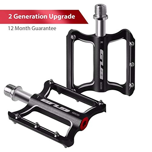 TABIGER Fahrradpedale Mountainbike, Fahrrad Pedale Trekking Rennrad Bike Pedale Aluminium mit Antirutsch, Abgedichtete Lager, Universal, Leicht für MTB, BMX, Alu schwarz