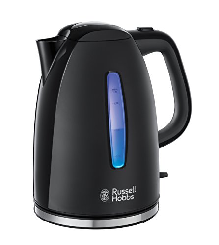 Russell Hobbs Wasserkocher Textures+, 1,7l, 2400W, LED Beleuchtung, Schnellkochfunktion, optimierte Ausgusstülle, herausnehmbarer Kalkfilter, Teekocher schwarz 22591-70 [Energieklasse A+++]