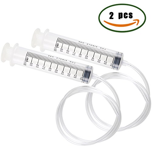 ManYee 2 Stück 100ml Kunststoff Spritze mit 80cm Schlauch Dosierspritze Saugpritze Ölspritze Spritze zum Umfüllen von Motor-Getriebe-Öl für Agrar Garten Hobby und Heimwerk