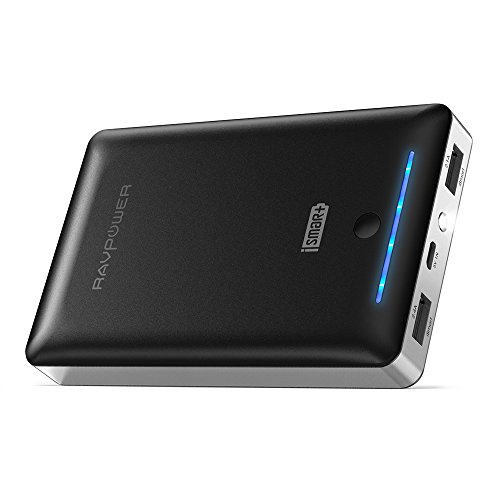 RAVPower 16750mAh Powerbank iSmart Externer Akku 4,5A Ausgang USB Ladegerät für iPhone 8, iPhone X, Galaxy 8, Note 8, iPad, HTC, Huawei, Sony, LG weitere Smartphones und Tablet, Schwarz